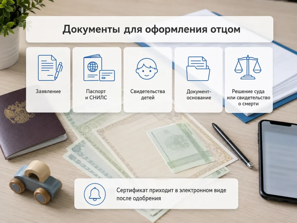 Информационная памятка со списком документов для оформления материнского капитала отцом