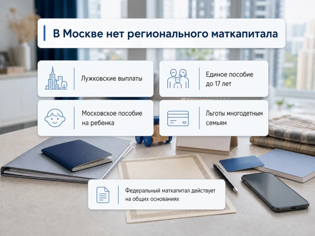 Информационное изображение с московскими выплатами семьям с детьми вместо регионального маткапитала